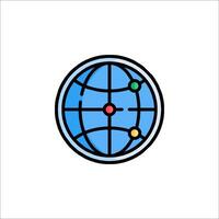 A globe icon with a map on it vector