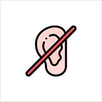 No ear, no sound icon illustration isolated on white background vector