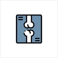 A blue and white icon of a book vector