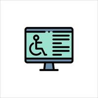 A computer screen with a wheelchair icon vector