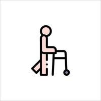 An icon of a man walking with a walker vector