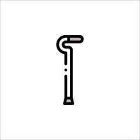 A black and white icon of a walking stick vector