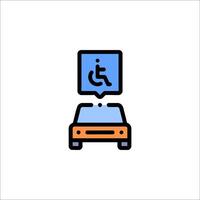 A car with a wheelchair icon on top of it vector