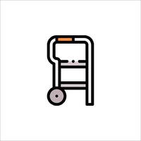 A black and orange icon of a walker vector