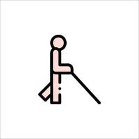 A man with a cane walking on a sidewalk vector