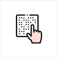 A hand pointing to a piece of paper with dots vector