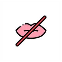 A pink lip with a red cross on it vector