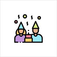 A birthday party icon with two people in hats vector