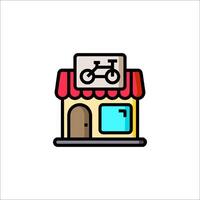 A bicycle shop icon with a sign on the front vector