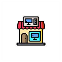 A computer store icon with a computer monitor vector