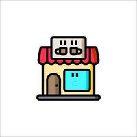 A coffee shop icon with a sign on the front vector
