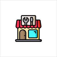 A shop with a hammer and a wrench icon vector