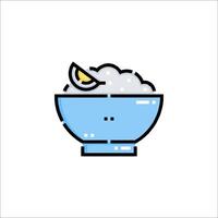 Rice bowl icon with lemon slice vector