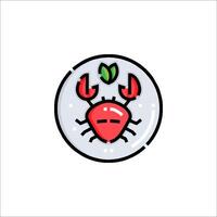 A crab with a leaf on its head in a circle vector
