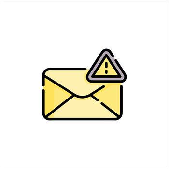 An email envelope with a caution sign on it vector
