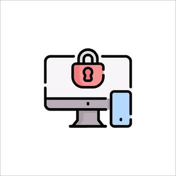 un computadora con un candado en eso vector