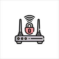 A router with a padlock icon vector