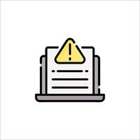 A document with a warning sign on it vector