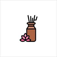 An icon of a bottle with sticks and a flower vector