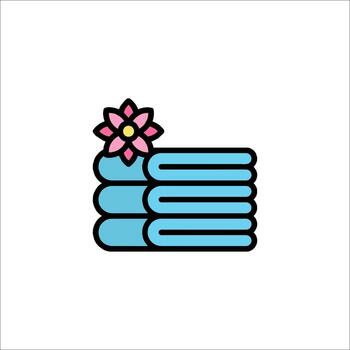 A stack of towels with a flower on top vector