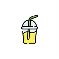 A drink with a straw and a straw in it vector