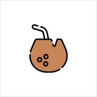 Coconut drink icon, line style, isolated on white background vector