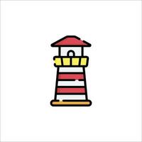 A lighthouse icon with a red and white striped roof vector