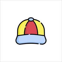 A cartoon cap with a red, yellow and blue color vector