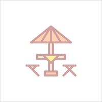 A beach umbrella and a table with chairs vector