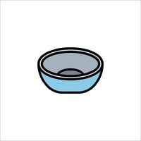 A bowl with a black object inside it vector