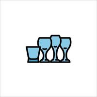 A line drawing of three glasses and a cup vector