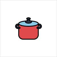 A red pot with a lid on it vector