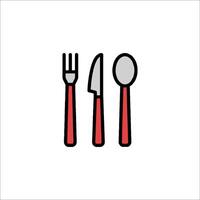 A fork, spoon and knife icon on a white background vector