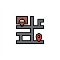 A restaurant icon with a map and a pin vector