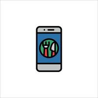 A phone with a fork and knife icon on it vector