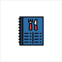 A notebook with a knife and fork icon vector
