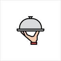A hand holding a tray with a platter on it vector