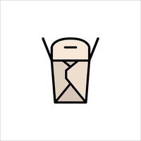 A line drawing of a paper box with chopsticks vector