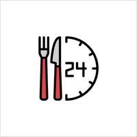 A clock and knife with a fork and knife vector
