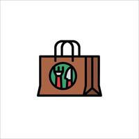 A brown paper bag with a knife and fork inside vector