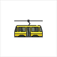 A yellow tram on a white background vector
