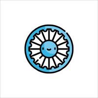 A blue wheel with a smiley face on it vector