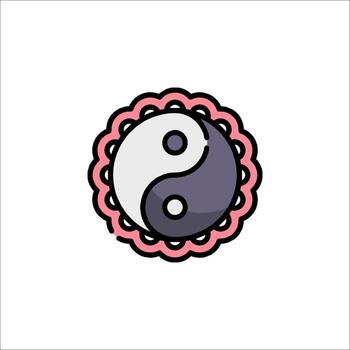 Yin yang symbol in a flowery pattern vector