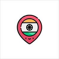 India map pin with a flag icon vector
