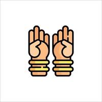 Two hands with gold bracelets on them vector