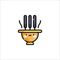 A cartoon bowl with three forks in it vector