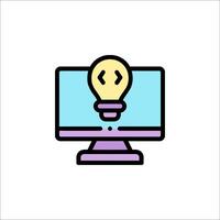 A computer screen with a light bulb on it vector