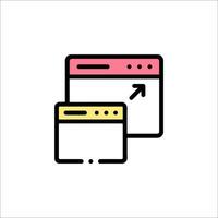 A web page icon with a yellow and pink arrow vector