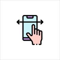 A hand touching a phone icon on a white background vector