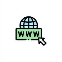 The internet is shown with a globe and an arrow vector